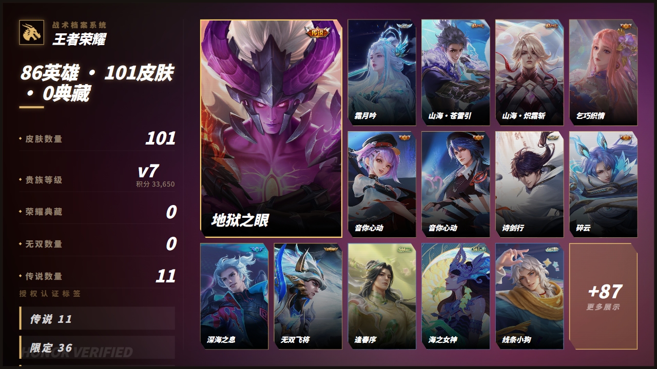 WZQM4564285王者荣耀账号详情图3